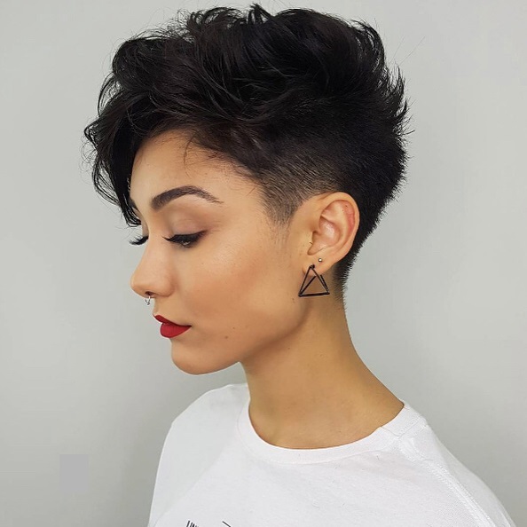 Wavy Tapered Brunette Pixie