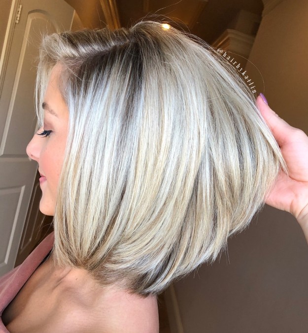 White Blonde Bob For Thick Hair