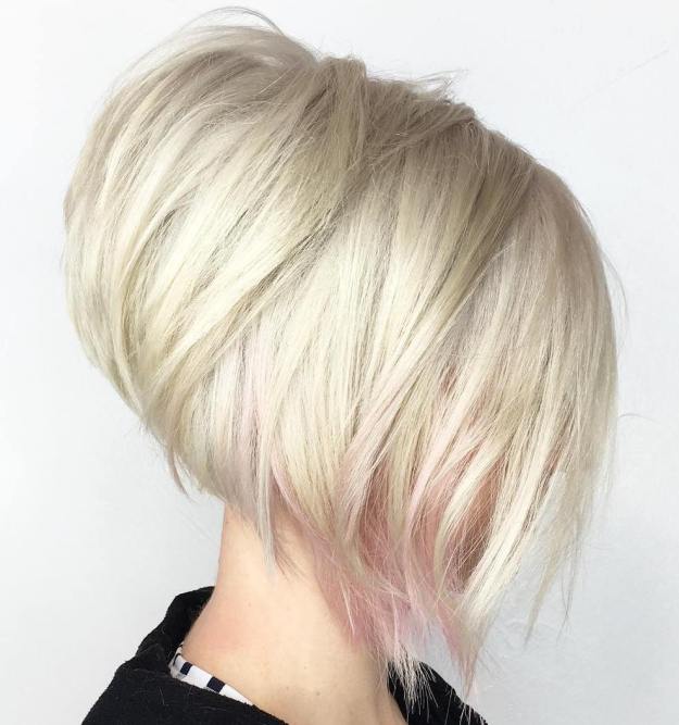 White Blonde Layered Stacked Bob