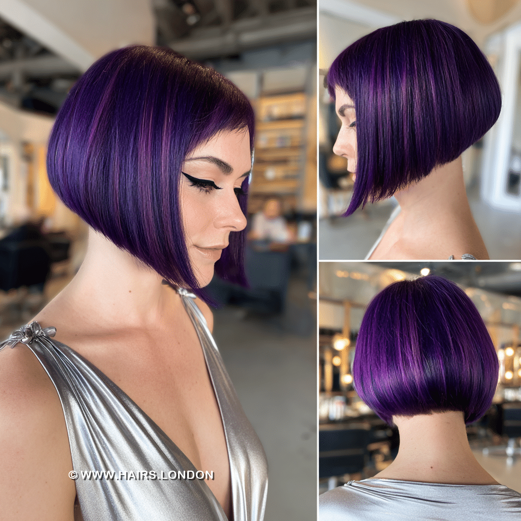Vibrant Amethyst Purple Bob Hair