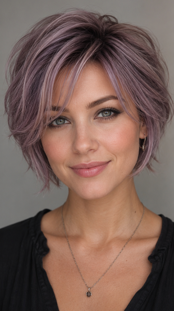 54 Stylish Messy Bob Hairstyles Ideas For Women Dusty Lavender Rose Hair