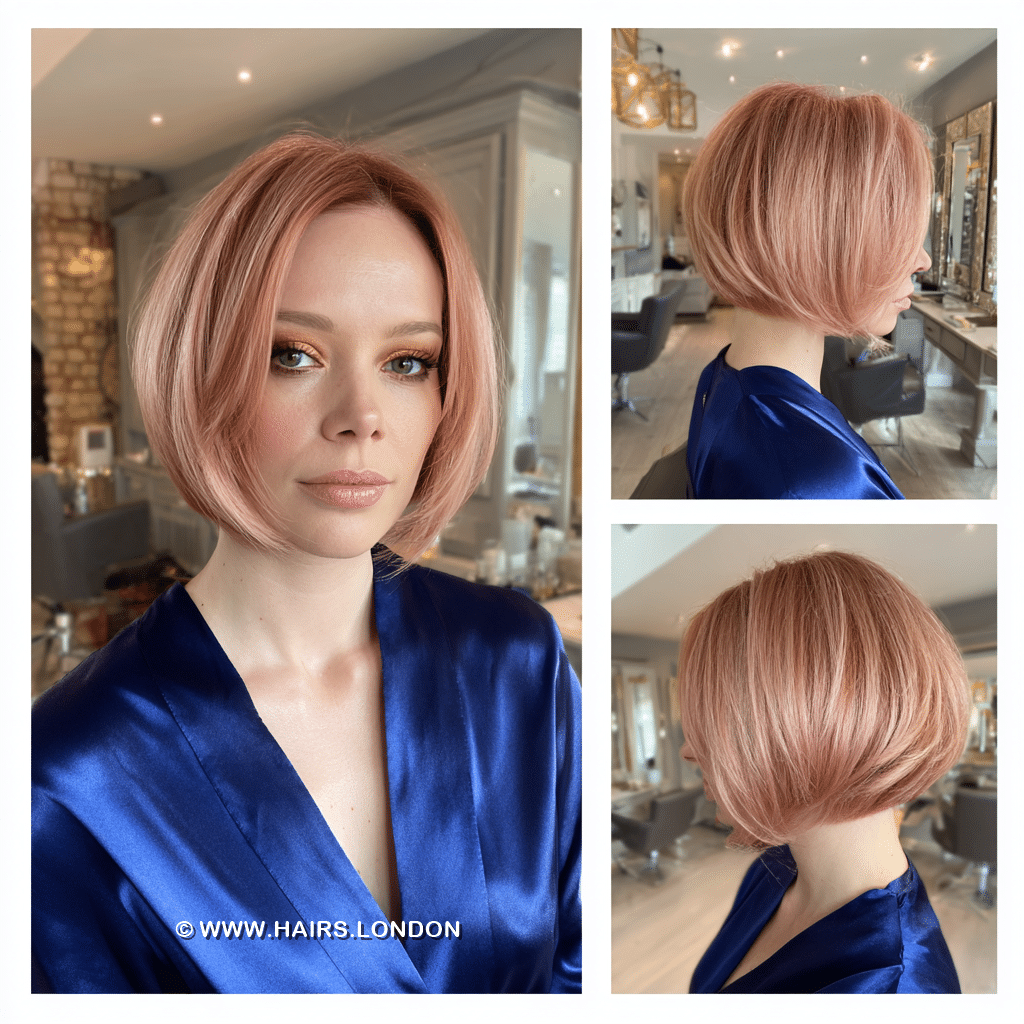 Soft Rose Gold Bob Hair