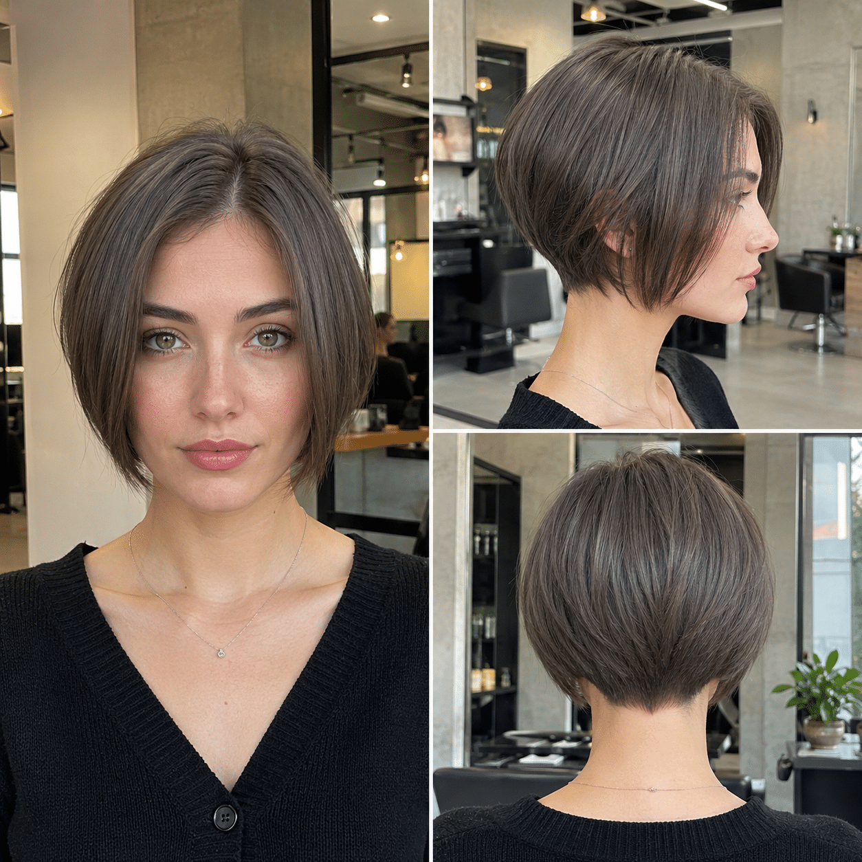 Ash Mocha Feathered Bob Hair