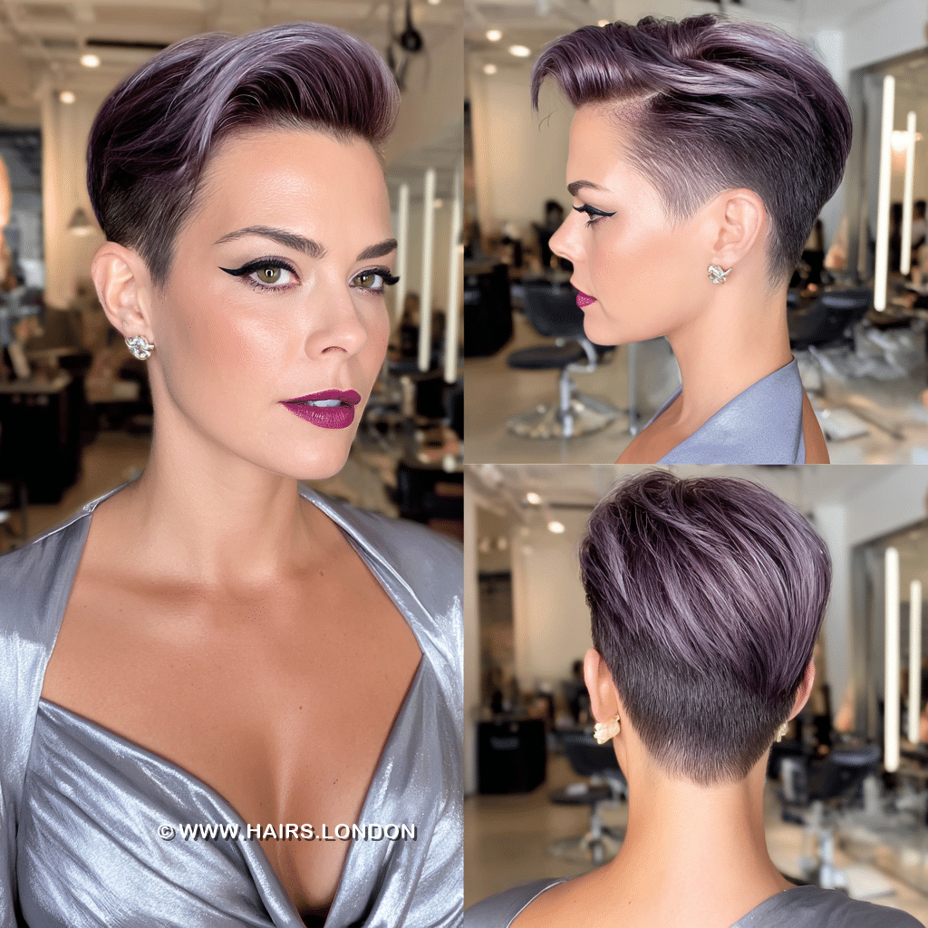 Smoky Plum Undercut Pixie Hair