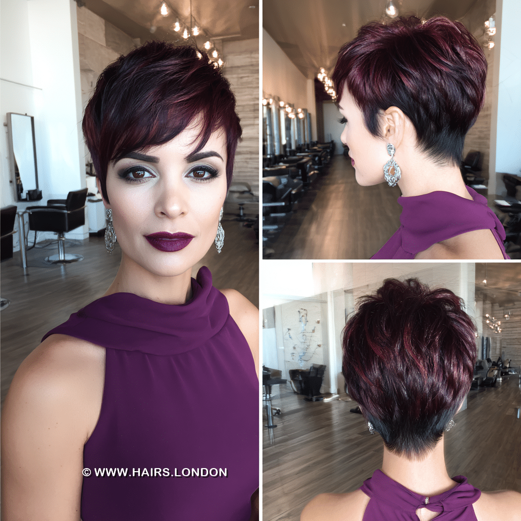 Dark Cherry Burgundy Pixie Hair