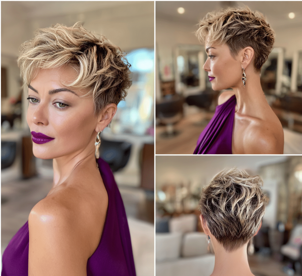 Honey Blonde Highlights Pixie Hair