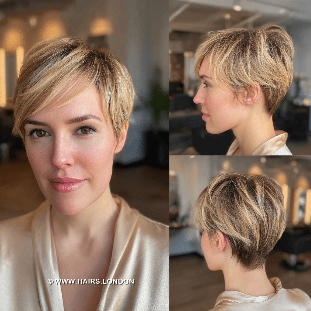 Warm Honey Blonde Pixie Hair