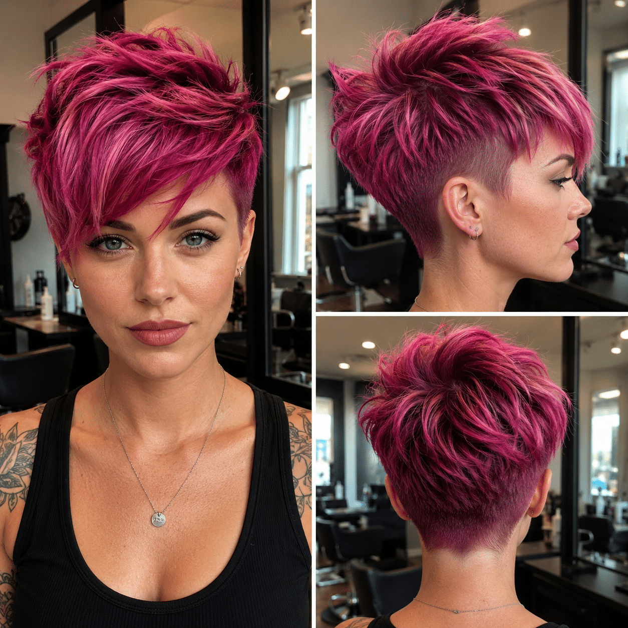 Neon Raspberry Choppy Pixie Hair