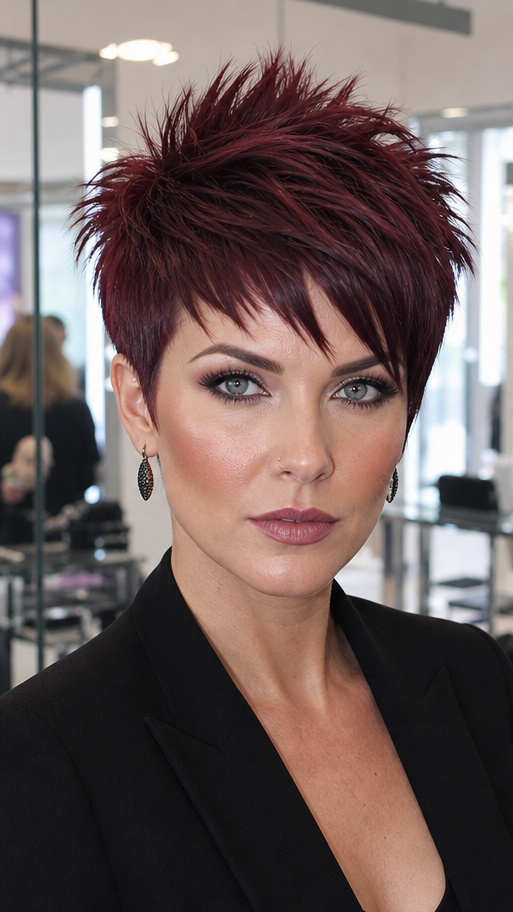 Dark Mulberry Wine Pixie Hair