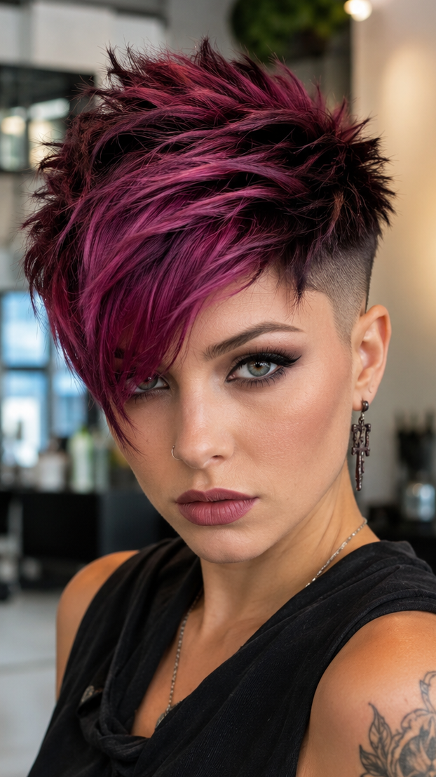 69 Images to Choose a Cool Choppy Pixie Haircut Vibrant Fuchsia Magenta Pixie Hair