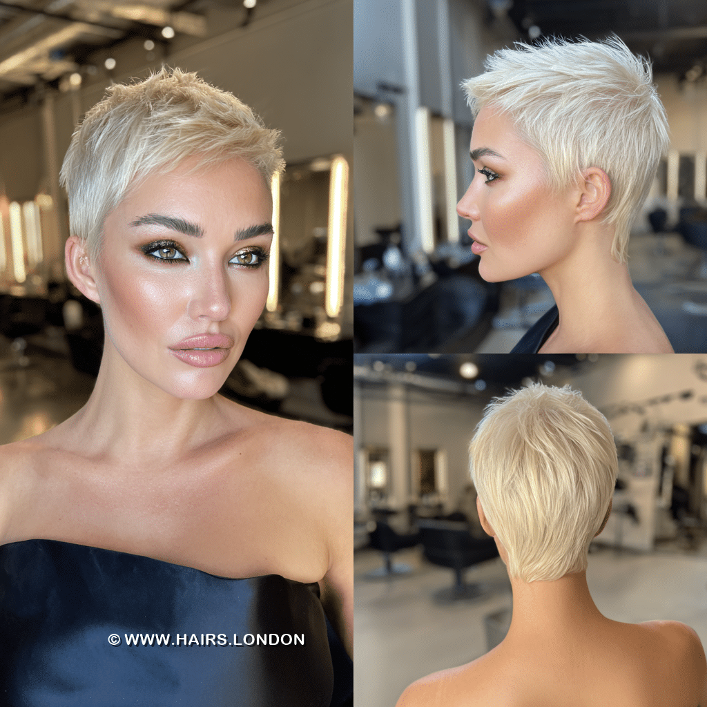 Caramel Highlighted Brunette Pixie Hair