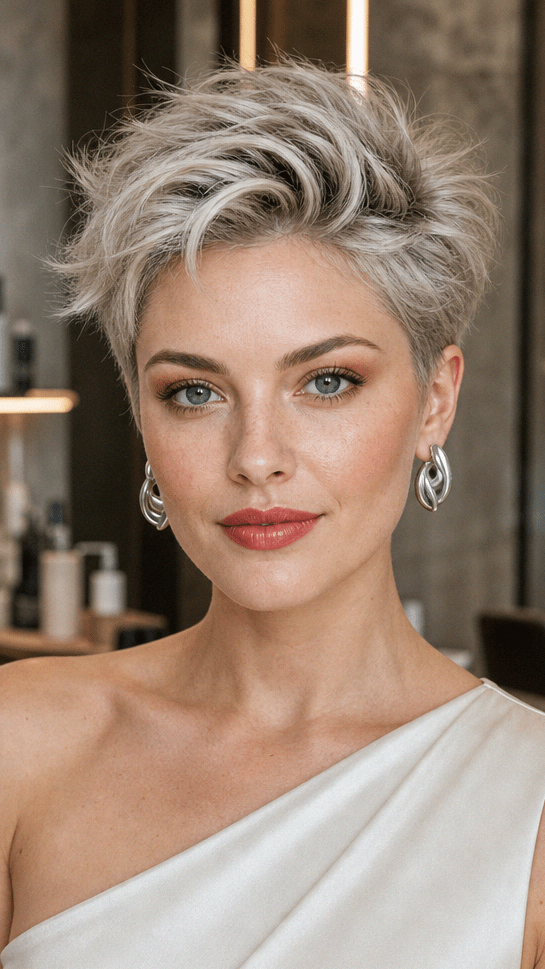 82 Long Pixie Cuts to Make You Stand Out in 2026 Frosted Pearl Silver Hair