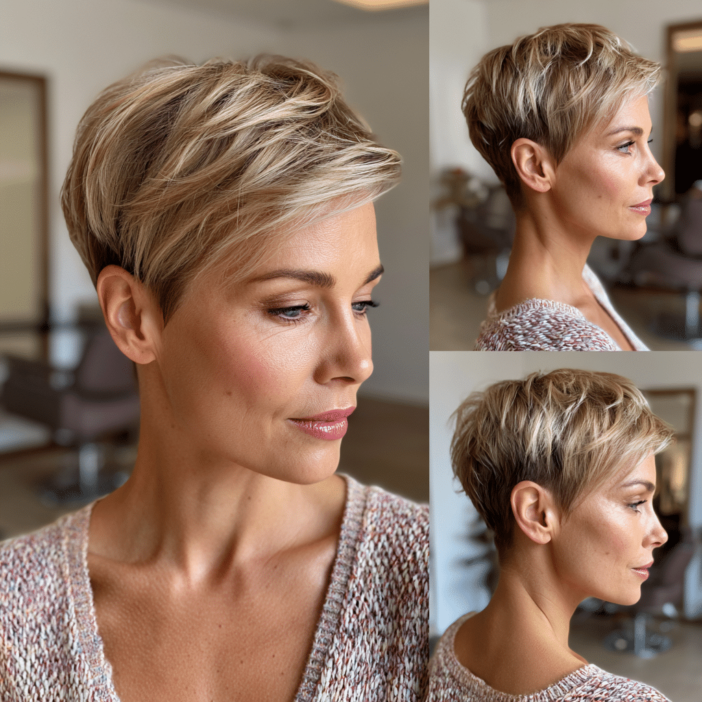 Sandy Beige Blonde Pixie Hair