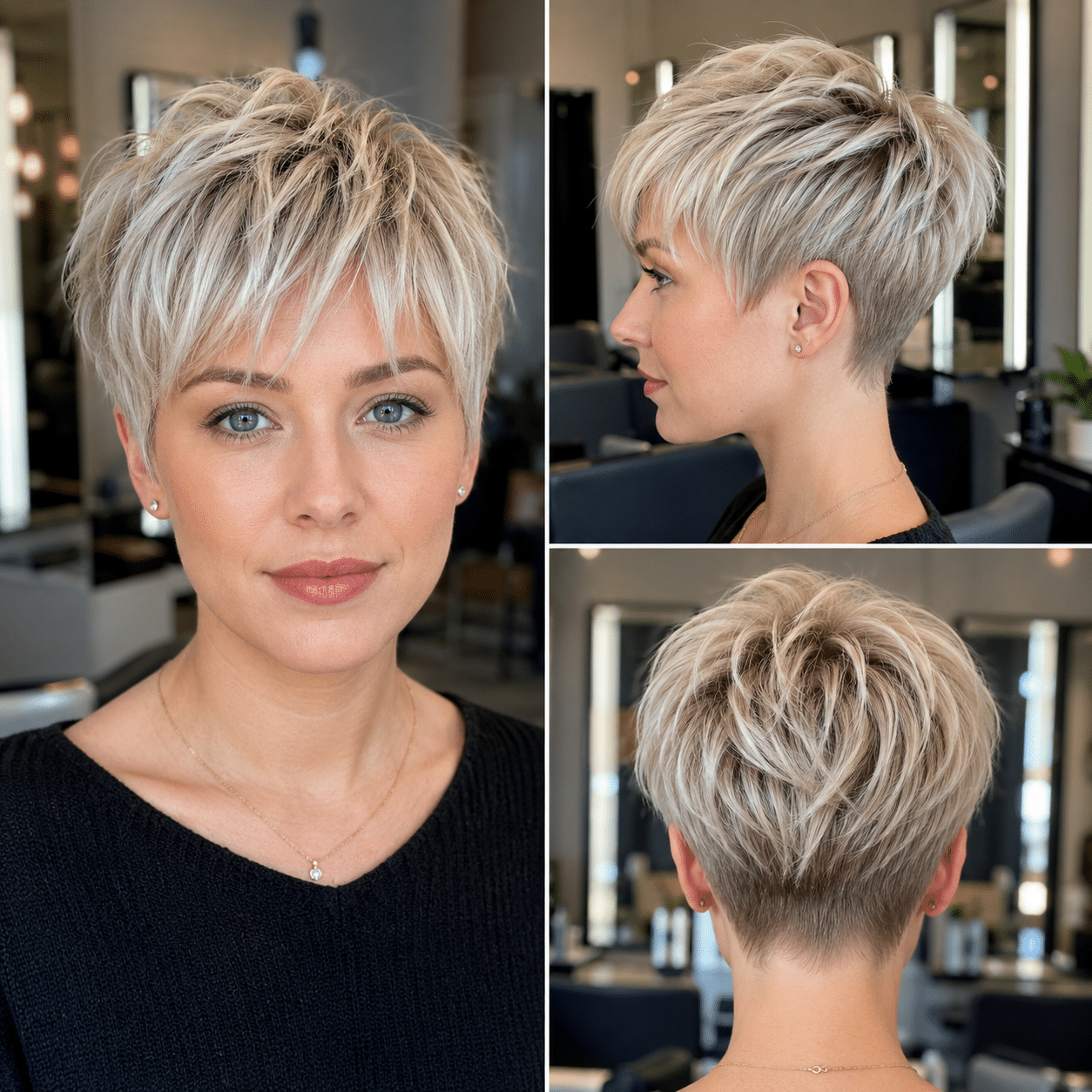 Icy Vanilla Feathered Pixie Hair