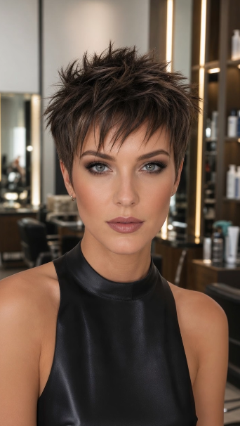 Soft Espresso Brunette Pixie Hair