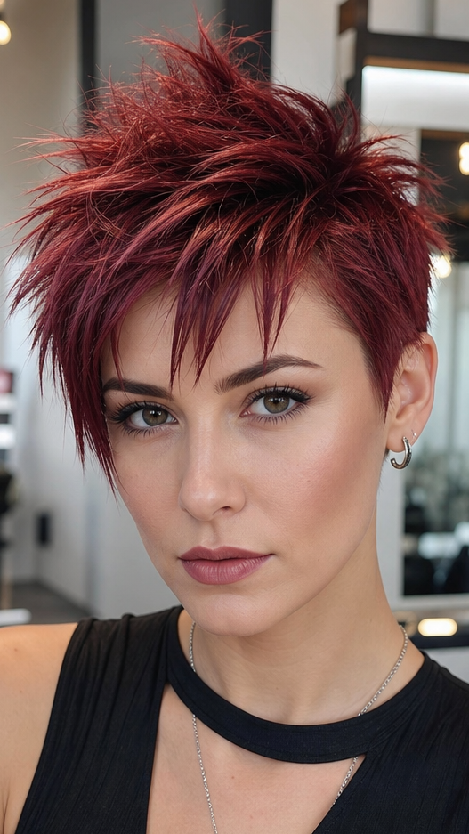 Crimson Garnet Pixie Hair