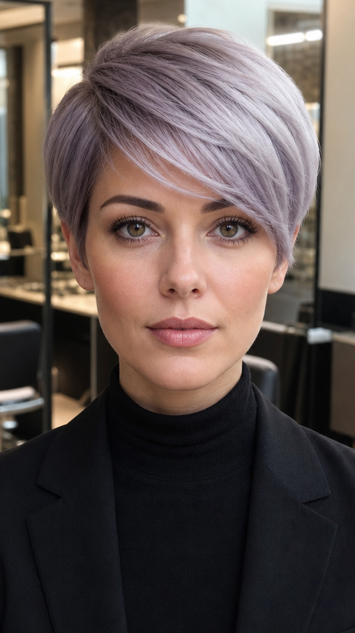 98 Super Cute Short Pixie Cuts for Your New Look Frosted Lavender Pearl Hair