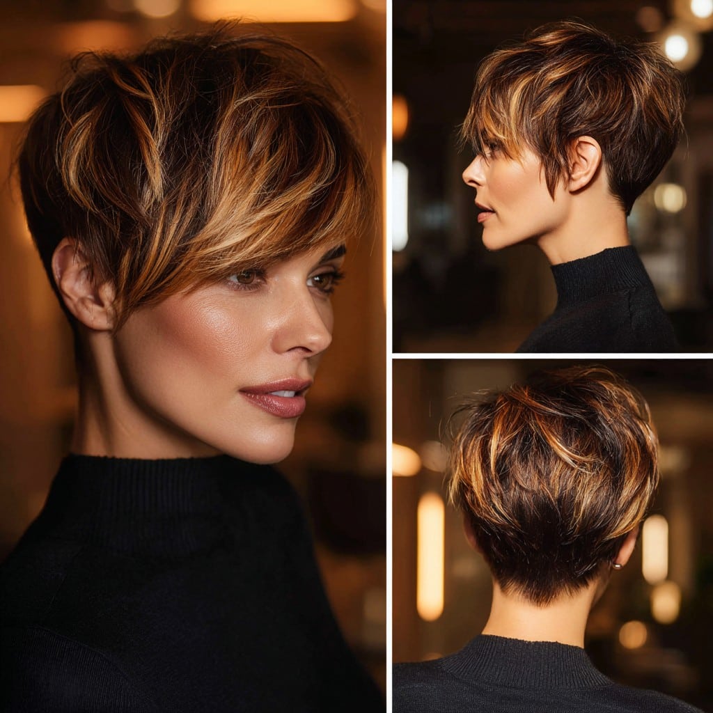 Caramel Brown Pixie Hair