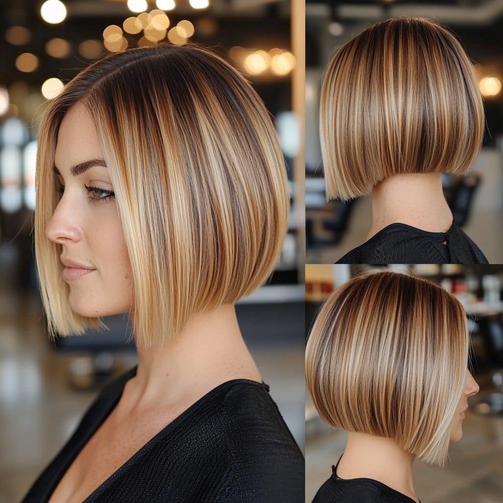 Honey Blonde Balayage Bob Hair