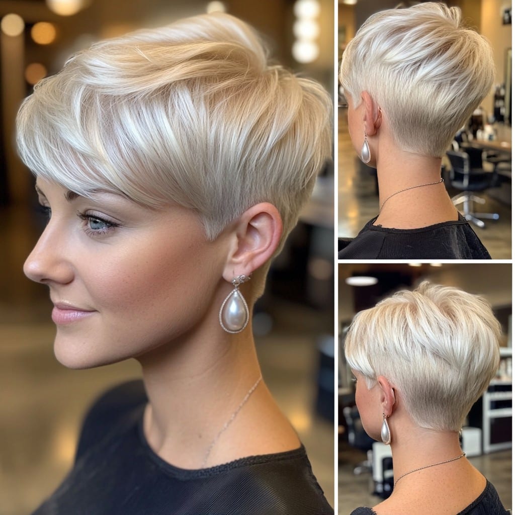 Icy Blonde Pixie with Soft Texture