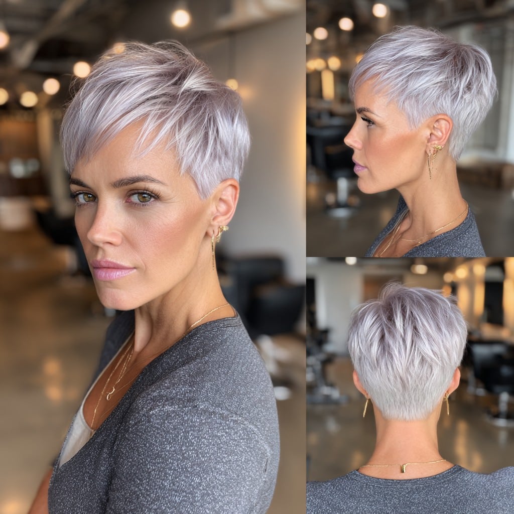 Icy Silver Pixie Hair