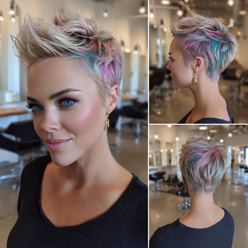 Pastel Rainbow Pixie Hair
