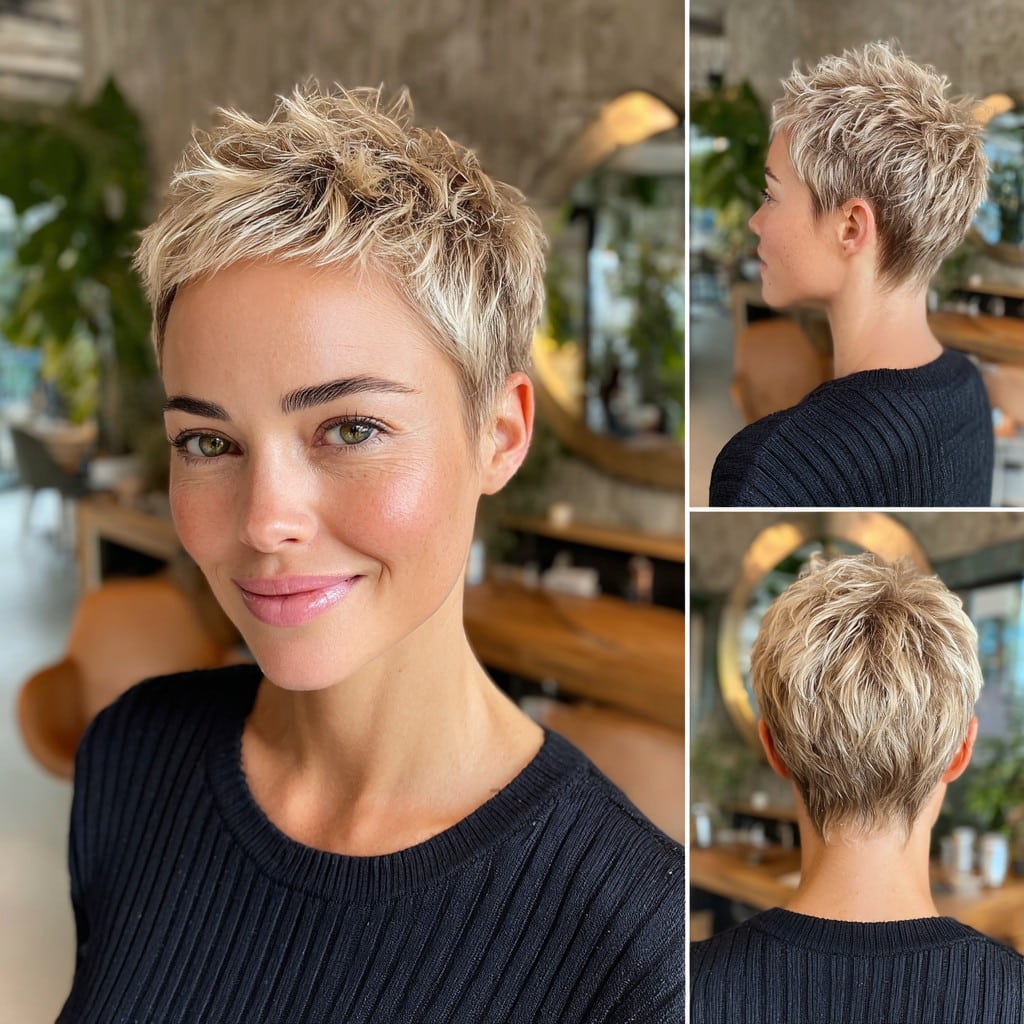 Sandy Blonde Choppy Pixie Hair