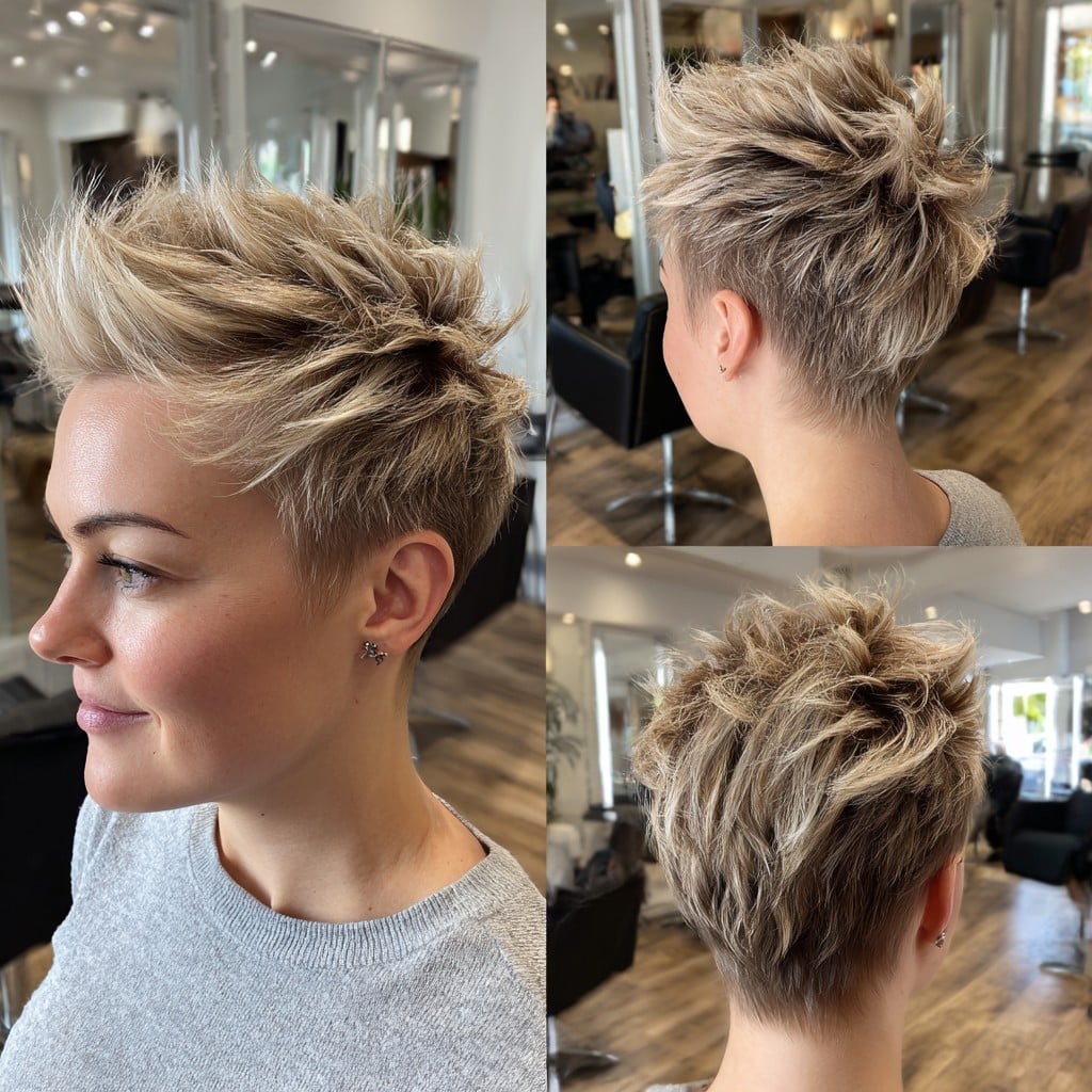 Sandy Blonde Spiky Pixie Hair