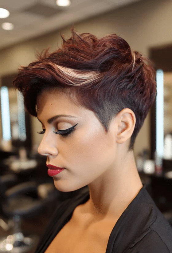 Deep Plum Burgundy Pixie Hair