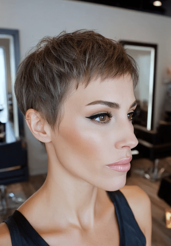 Soft Ash Brown Crop Hair