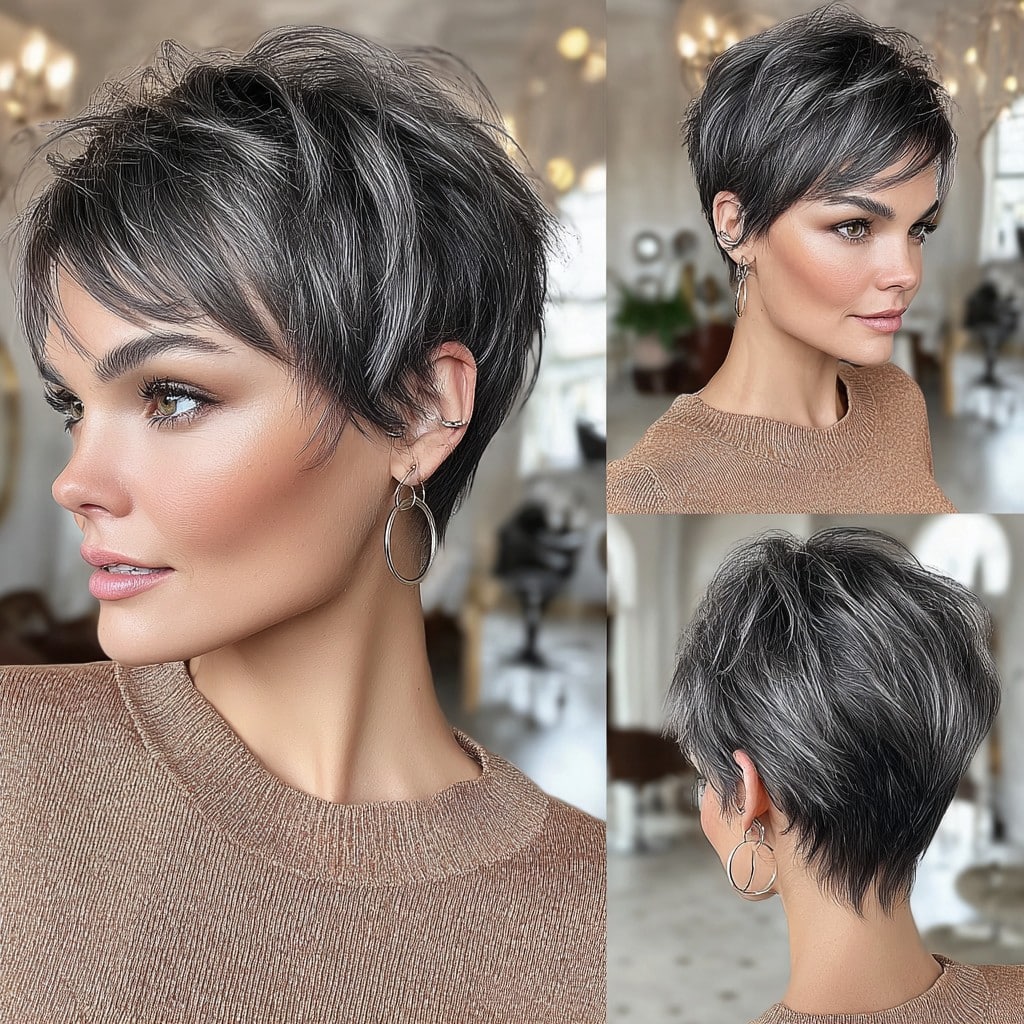 Smokey Silver Pixie Hair