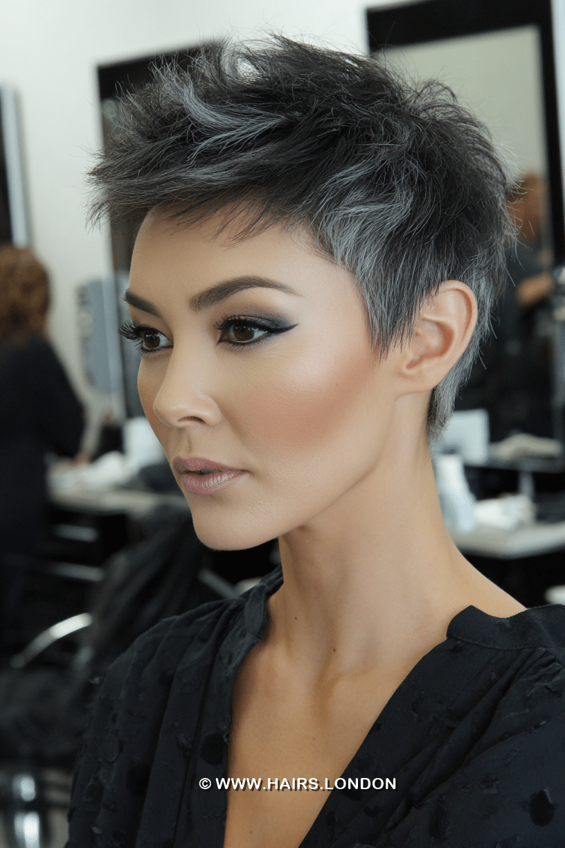 Smoky Silver Charcoal Hair
