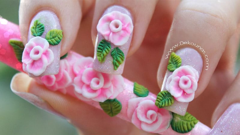 2. 3d Rose Nails