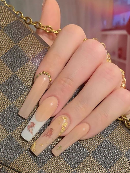 Angel-on-a-French-Manicure-Feature-Nail