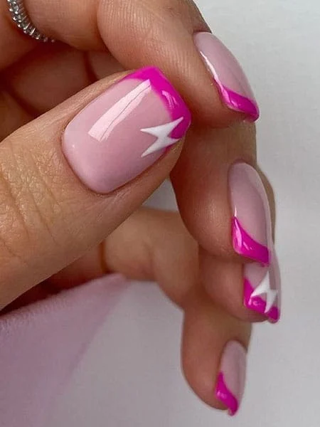 Bright-Pink-French-Tip-Nails