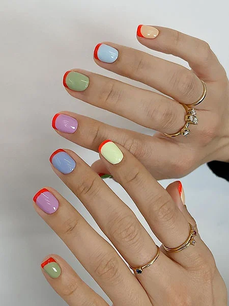 Colorful-Nails-with-French-Manicure