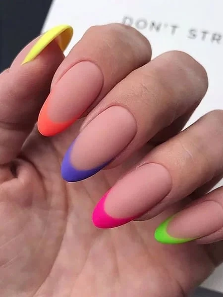 Fluro-Matte-French-Tip-Nails