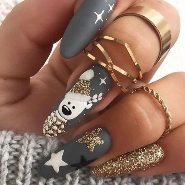 Grey-White-Gold-Christmas-Nails