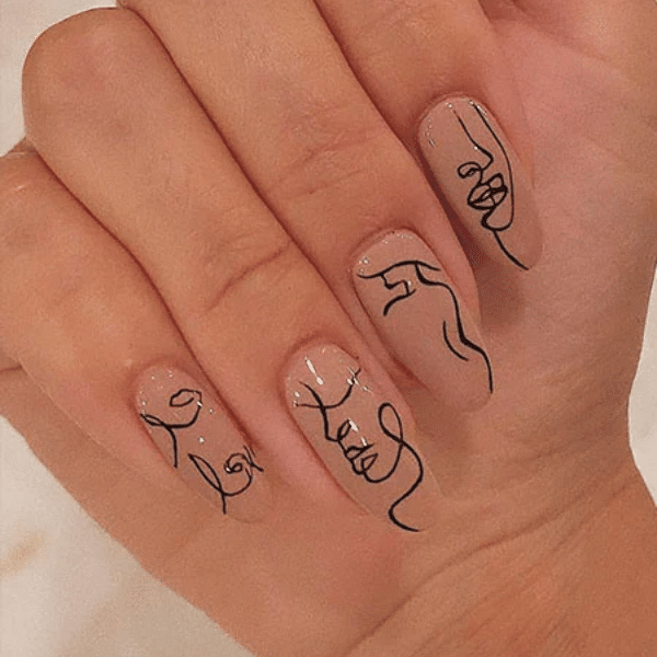 Line-Art-Almond-Nails