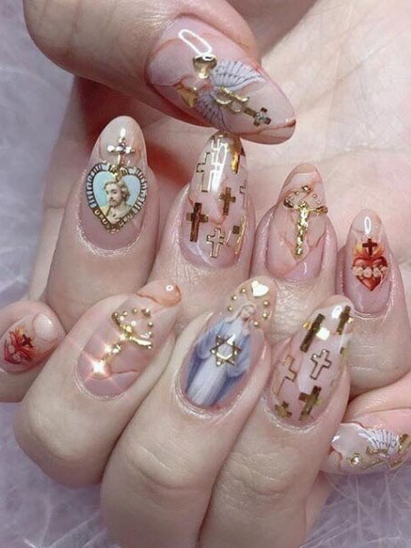 Natural-Marble-Nails-with-Angel-Art