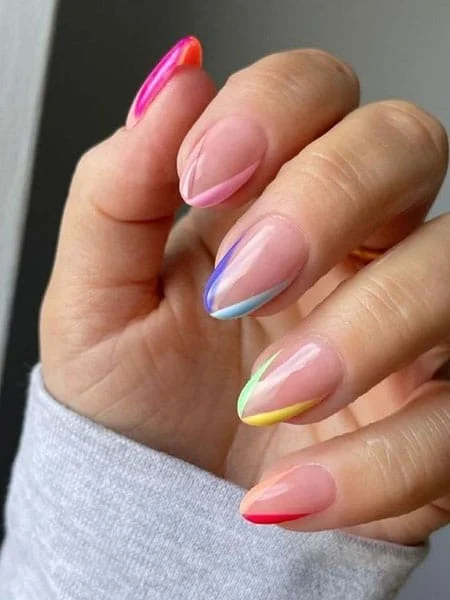 Rainbow-V-French-Tip-Nails