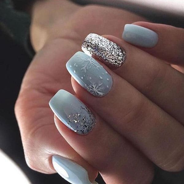 Silver-and-Blue-Nails