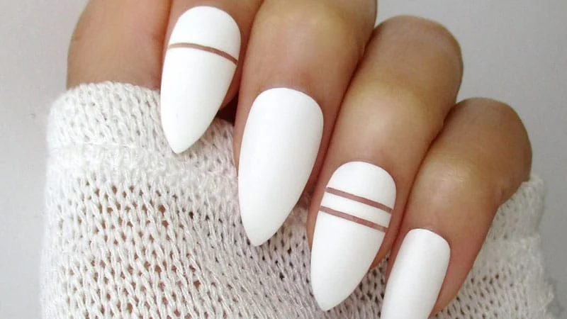 White-Almond-Shaped-Nails
