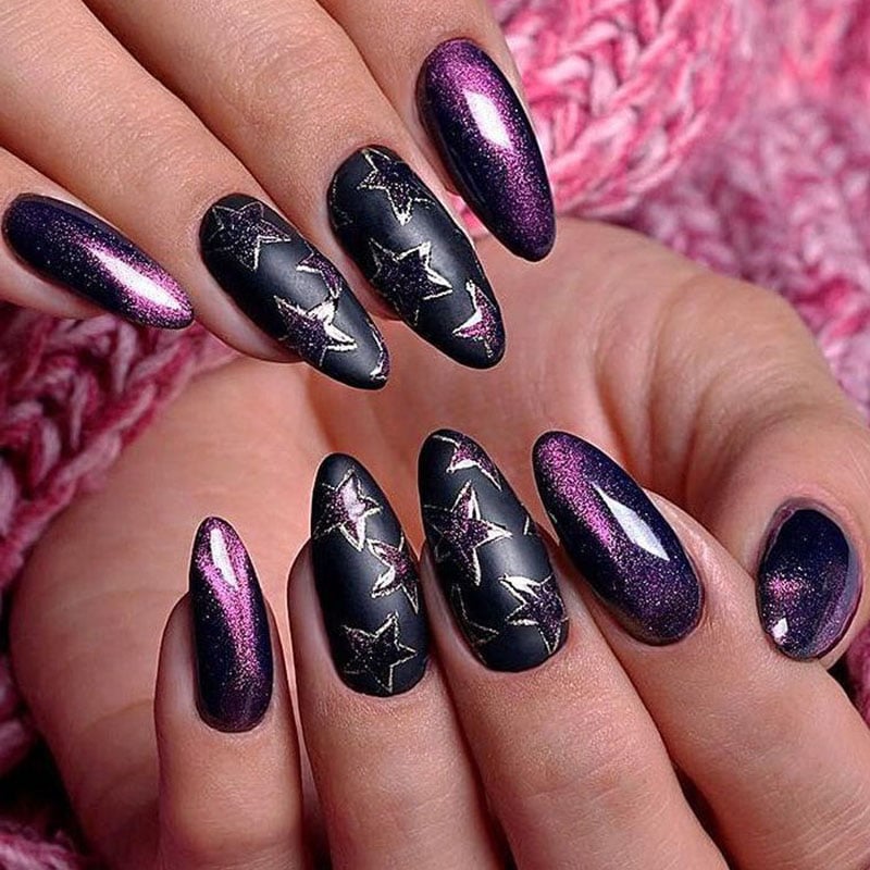 Black And Purple Nails