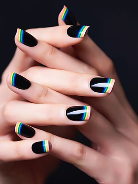 Black And Rainbow Nails