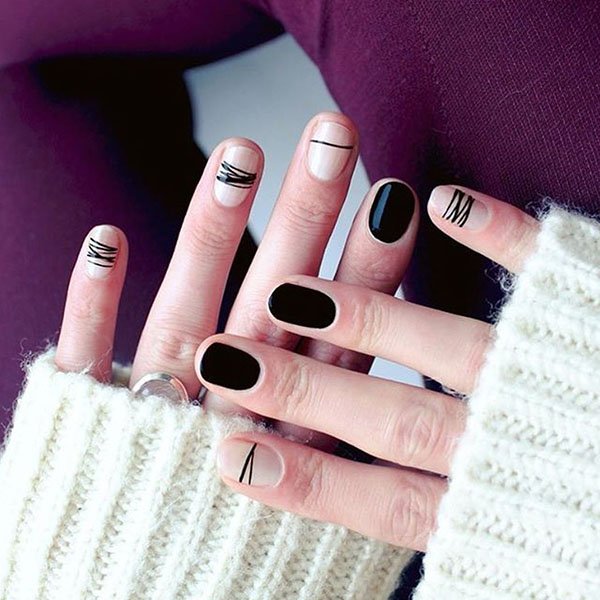 Black And White Nail Art Design