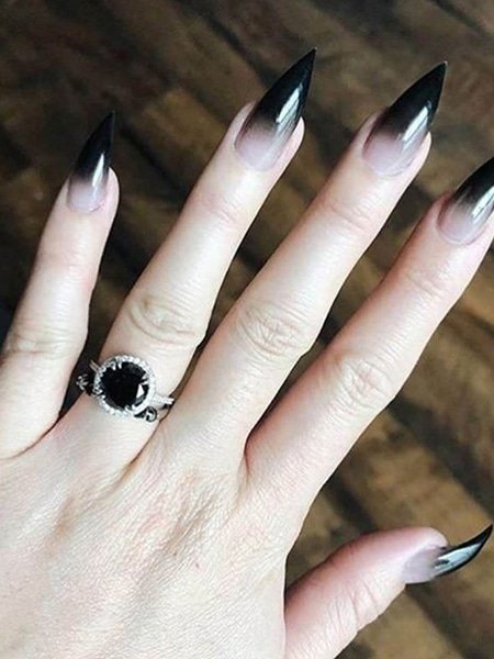 Black Ombre Stiletto Nails