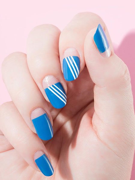 Blue Adidas Inspired Nails
