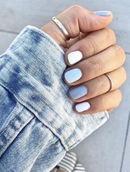 Blue And White Nails