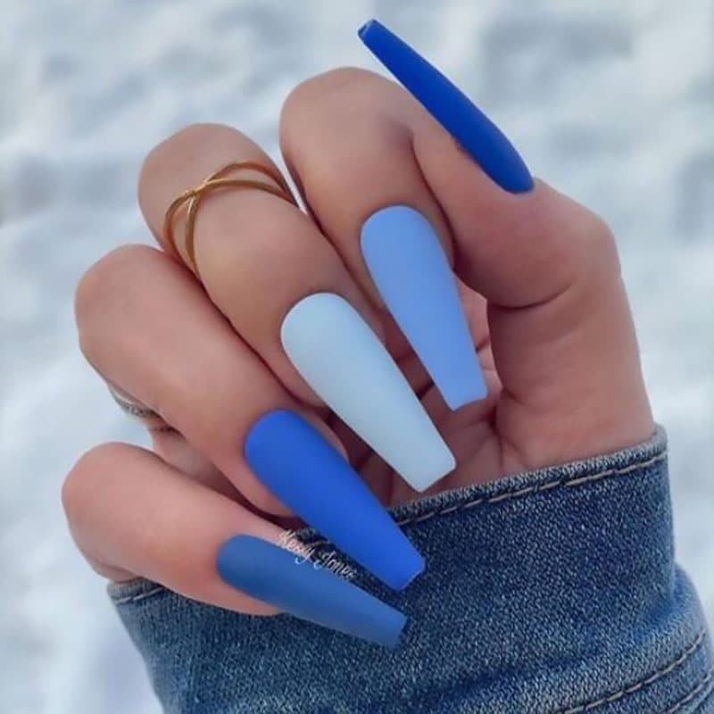 Blue Coffin Nails